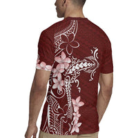 Oxblood Hawaii Rugby Jersey Hammerhead Shark Tattoo Curve Polynesian - Polynesian Pride
