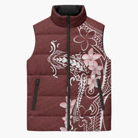 Oxblood Hawaii Sleeveless Puffer Jacket Hammerhead Shark Tattoo Curve Polynesian - Polynesian Pride