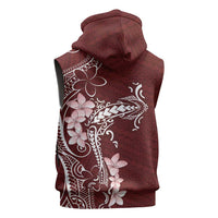 Oxblood Hawaii Sleeveless Zip Hoodie Hammerhead Shark Tattoo Curve Polynesian LT14 - Polynesian Pride