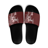 Oxblood Hawaii Slide Sandals Hammerhead Shark Tattoo Curve Polynesian LT14 Oxblood - Polynesian Pride