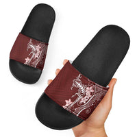 Oxblood Hawaii Slide Sandals Hammerhead Shark Tattoo Curve Polynesian LT14 - Polynesian Pride