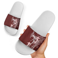 Oxblood Hawaii Slide Sandals Hammerhead Shark Tattoo Curve Polynesian LT14 - Polynesian Pride