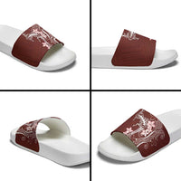Oxblood Hawaii Slide Sandals Hammerhead Shark Tattoo Curve Polynesian LT14 - Polynesian Pride