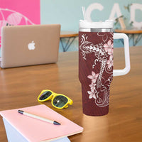 Oxblood Hawaii Tumbler With Handle Hammerhead Shark Tattoo Curve Polynesian - Polynesian Pride