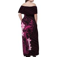 Pink Hawaii Family Matching Off Shoulder Maxi Dress and Hawaiian Shirt Hammerhead Shark Tattoo Curve Polynesian - Polynesian Pride