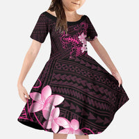 Pink Hawaii Family Matching Short Sleeve Bodycon Dress and Hawaiian Shirt Hammerhead Shark Tattoo Curve Polynesian - Polynesian Pride
