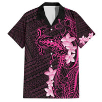 Pink Hawaii Family Matching Short Sleeve Bodycon Dress and Hawaiian Shirt Hammerhead Shark Tattoo Curve Polynesian - Polynesian Pride