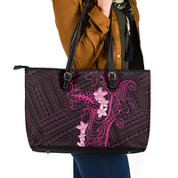 Pink Hawaii Leather Tote Bag Hammerhead Shark Tattoo Curve Polynesian LT14 - Polynesian Pride