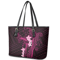 Pink Hawaii Leather Tote Bag Hammerhead Shark Tattoo Curve Polynesian LT14 - Polynesian Pride