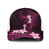 Pink Hawaii Mesh Trucker Cap Hammerhead Shark Tattoo Curve Polynesian LT14 One Size White Pink - Polynesian Pride