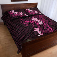 Pink Hawaii Quilt Bed Set Hammerhead Shark Tattoo Curve Polynesian - Polynesian Pride