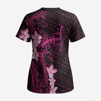 Pink Hawaii Scrub Top Hammerhead Shark Tattoo Curve Polynesian - Polynesian Pride