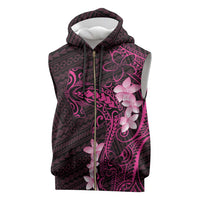 Pink Hawaii Sleeveless Zip Hoodie Hammerhead Shark Tattoo Curve Polynesian LT14 Pink - Polynesian Pride