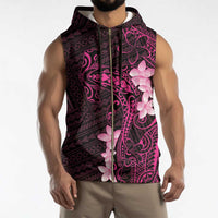 Pink Hawaii Sleeveless Zip Hoodie Hammerhead Shark Tattoo Curve Polynesian LT14 - Polynesian Pride