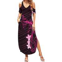 Pink Hawaii Summer Maxi Dress Hammerhead Shark Tattoo Curve Polynesian - Polynesian Pride