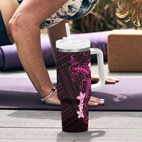 Pink Hawaii Tumbler With Handle Hammerhead Shark Tattoo Curve Polynesian - Polynesian Pride