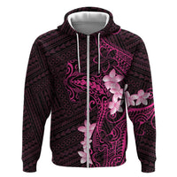Pink Hawaii Zip Hoodie Hammerhead Shark Tattoo Curve Polynesian - Polynesian Pride
