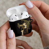 Black and Gold Hawaii AirPods Case Hammerhead Shark Tattoo Curve Polynesian - Polynesian Pride