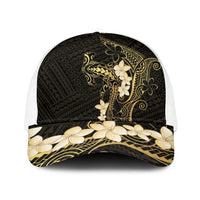 Black and Gold Hawaii Baseball Net Cap Hammerhead Shark Tattoo Curve Polynesian LT14 One Size White Black - Polynesian Pride