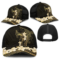 Black and Gold Hawaii Baseball Net Cap Hammerhead Shark Tattoo Curve Polynesian LT14 - Polynesian Pride