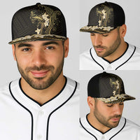 Black and Gold Hawaii Baseball Net Cap Hammerhead Shark Tattoo Curve Polynesian LT14 - Polynesian Pride