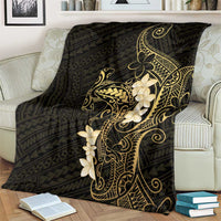 Black and Gold Hawaii Blanket Hammerhead Shark Tattoo Curve Polynesian - Polynesian Pride