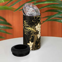 Black and Gold Hawaii 4 in 1 Can Cooler Tumbler Hammerhead Shark Tattoo Curve Polynesian - Polynesian Pride
