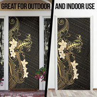 Black and Gold Hawaii Door Cover Hammerhead Shark Tattoo Curve Polynesian - Polynesian Pride