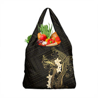Black and Gold Hawaii Grocery Bag Hammerhead Shark Tattoo Curve Polynesian LT14 1-pack One Size Black - Polynesian Pride