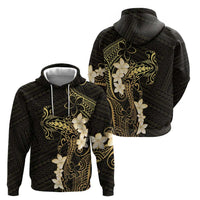 Black and Gold Hawaii Hoodie Hammerhead Shark Tattoo Curve Polynesian - Polynesian Pride