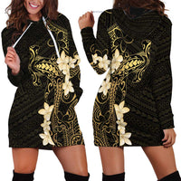 Black and Gold Hawaii Hoodie Dress Hammerhead Shark Tattoo Curve Polynesian - Polynesian Pride