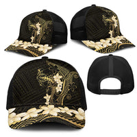 Black and Gold Hawaii Mesh Trucker Cap Hammerhead Shark Tattoo Curve Polynesian LT14 - Polynesian Pride