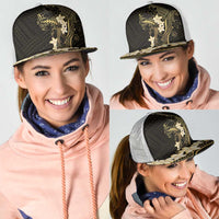 Black and Gold Hawaii Mesh Trucker Cap Hammerhead Shark Tattoo Curve Polynesian LT14 - Polynesian Pride