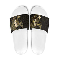 Black and Gold Hawaii Slide Sandals Hammerhead Shark Tattoo Curve Polynesian LT14 Black - Polynesian Pride