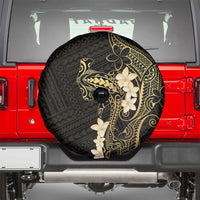 Black and Gold Hawaii Spare Tire Cover Hammerhead Shark Tattoo Curve Polynesian - Polynesian Pride