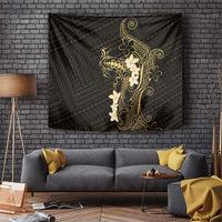 Black and Gold Hawaii Tapestry Hammerhead Shark Tattoo Curve Polynesian - Polynesian Pride