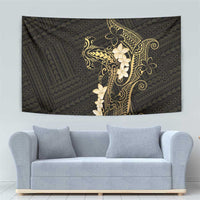 Black and Gold Hawaii Tapestry Hammerhead Shark Tattoo Curve Polynesian - Polynesian Pride
