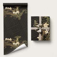 Black and Gold Hawaii Wrapping Paper Hammerhead Shark Tattoo Curve Polynesian LT14 58" × 23" Black - Polynesian Pride