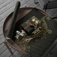 Black and Gold Hawaii Wrapping Paper Hammerhead Shark Tattoo Curve Polynesian LT14 - Polynesian Pride