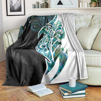 Proud Aotearoa Blanket Maori Silver Fern Mix Paua Shell Pattern LT14 Black - Polynesian Pride