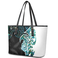 Proud Aotearoa Leather Tote Bag Maori Silver Fern Mix Paua Shell Pattern LT14 - Polynesian Pride