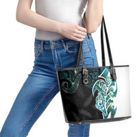 Proud Aotearoa Leather Tote Bag Maori Silver Fern Mix Paua Shell Pattern LT14 - Polynesian Pride