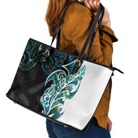Proud Aotearoa Leather Tote Bag Maori Silver Fern Mix Paua Shell Pattern LT14 - Polynesian Pride