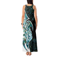 Proud Aotearoa Tank Maxi Dress Maori Silver Fern Mix Paua Shell Pattern LT14 - Polynesian Pride