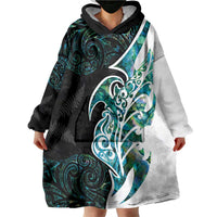Proud Aotearoa Wearable Blanket Hoodie Maori Silver Fern Mix Paua Shell Pattern LT14 - Polynesian Pride