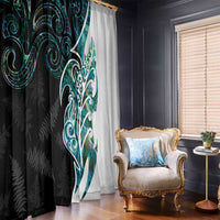 Proud Aotearoa Window Curtain Maori Silver Fern Mix Paua Shell Pattern LT14 - Polynesian Pride