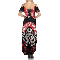 Aotearoa Toitu Te Tiriti Summer Maxi Dress Haka Tiki Honour The Treaty LT14 - Polynesian Pride