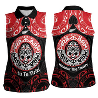 Aotearoa Toitu Te Tiriti Women Sleeveless Polo Shirt Haka Tiki Honour The Treaty