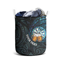 Personalized New Zealand Darts Beer Laundry Basket Paua Shell Aotearoa Maori Tattoo - Polynesian Pride