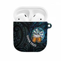 Personalized New Zealand Darts Beer AirPods Case Paua Shell Aotearoa Maori Tattoo LT14 Black - Polynesian Pride